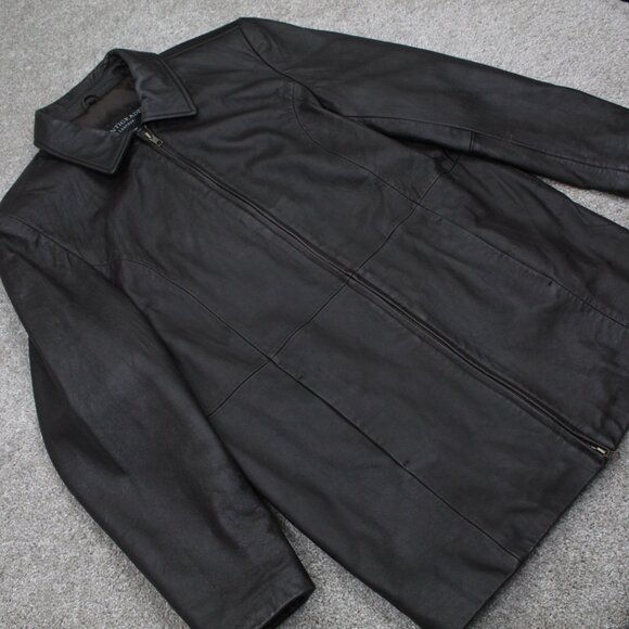 Centigrade Leather Jacket Mens Medium Brown Full Zip Polyester Lined Coat - Picture 6 of 13